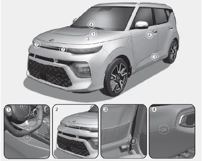 Kia Soul. Air bag collision sensors