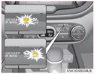 Kia Soul. Passenger’s front air bag ON/OFF switch