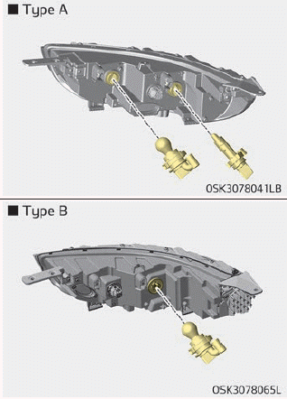 Kia Soul. Position lamp/DRL/Front turn signal lamp bulb replacement (Type A, B)