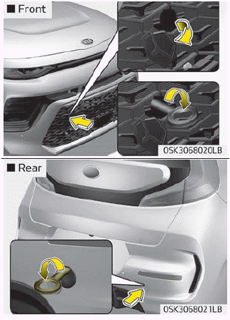 Kia Soul. Removable towing hook