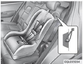 Kia Soul. Securing a Child Restraint System seat with “Top-tether Anchorage” system
